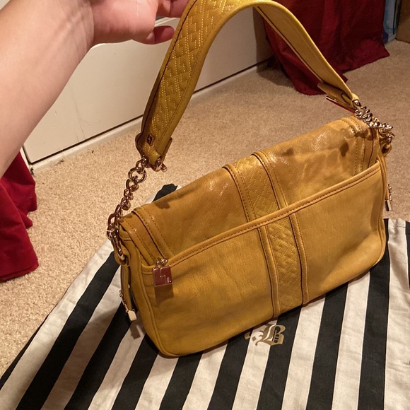 NWOT L.A.M.B. Mustard leather side purse in og bag. - Picture 4 of 15